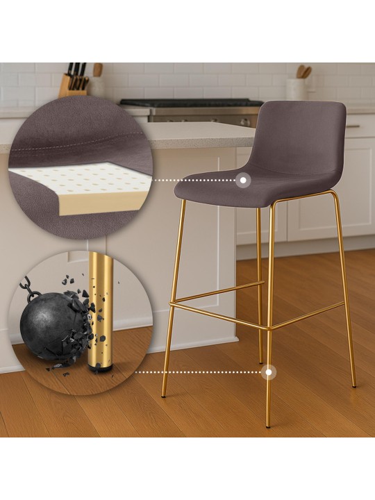 Barkruk Hoover Fluweel 1,20 meter Goud, bruin