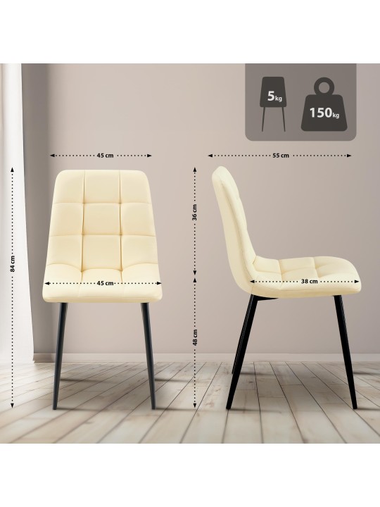 Eetkamerstoel Antibes kunstleer, crème