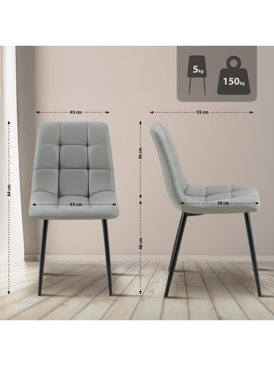 Eetkamerstoel Antibes kunstleer, lichtgrijs