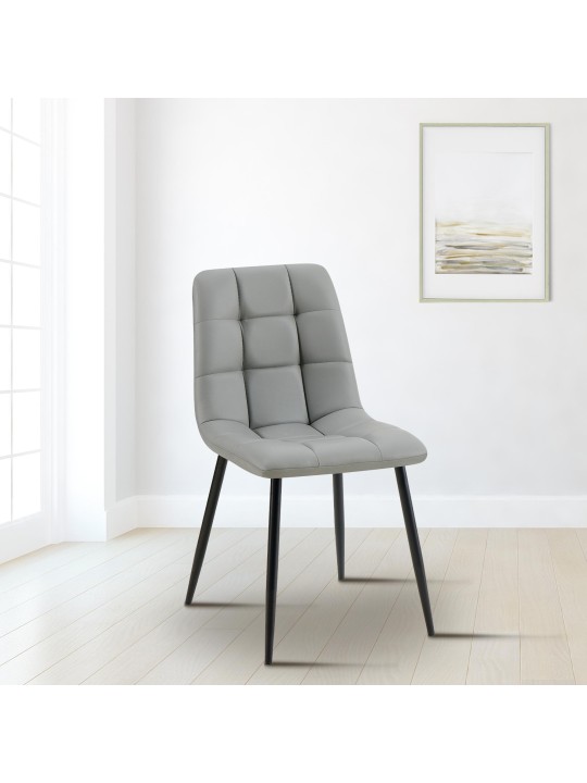 Eetkamerstoel Antibes kunstleer, lichtgrijs