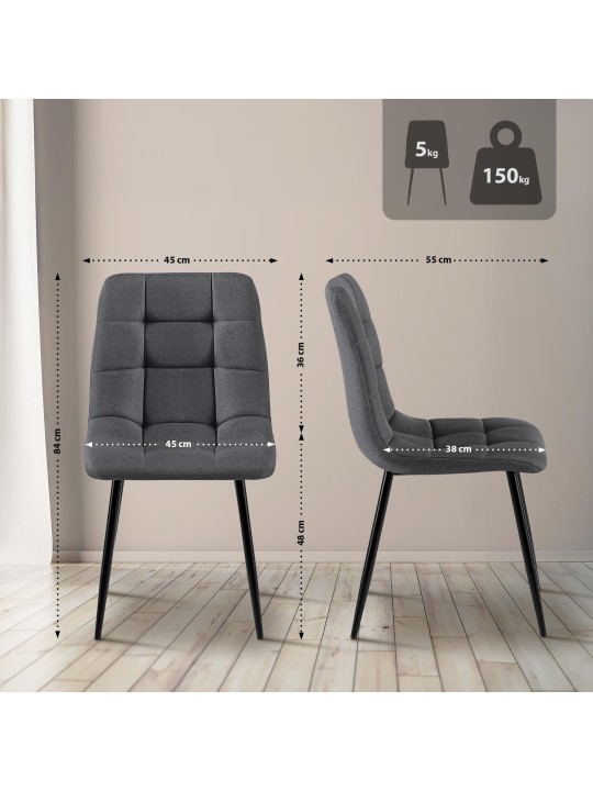 Eetkamerstoel Antibes stof, donkergrijs