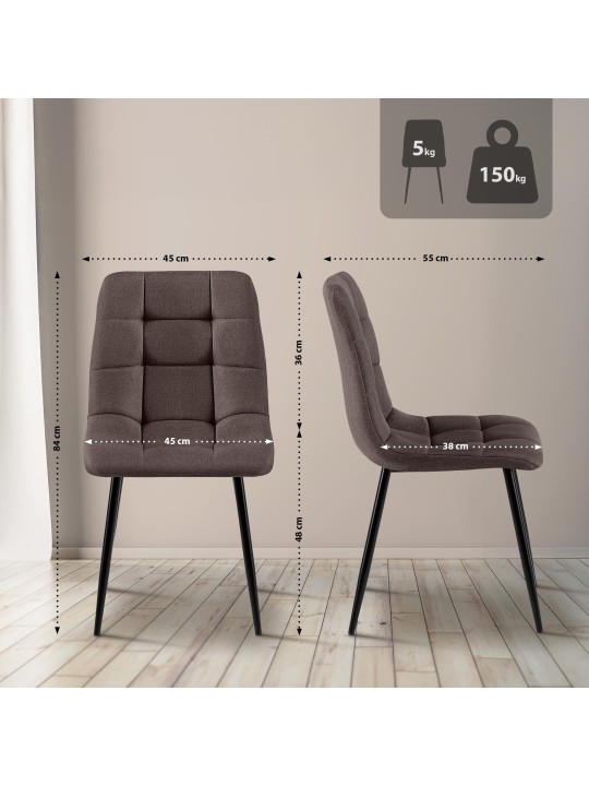 Set van 4 eetkamerstoelen Antibes stof, bruin