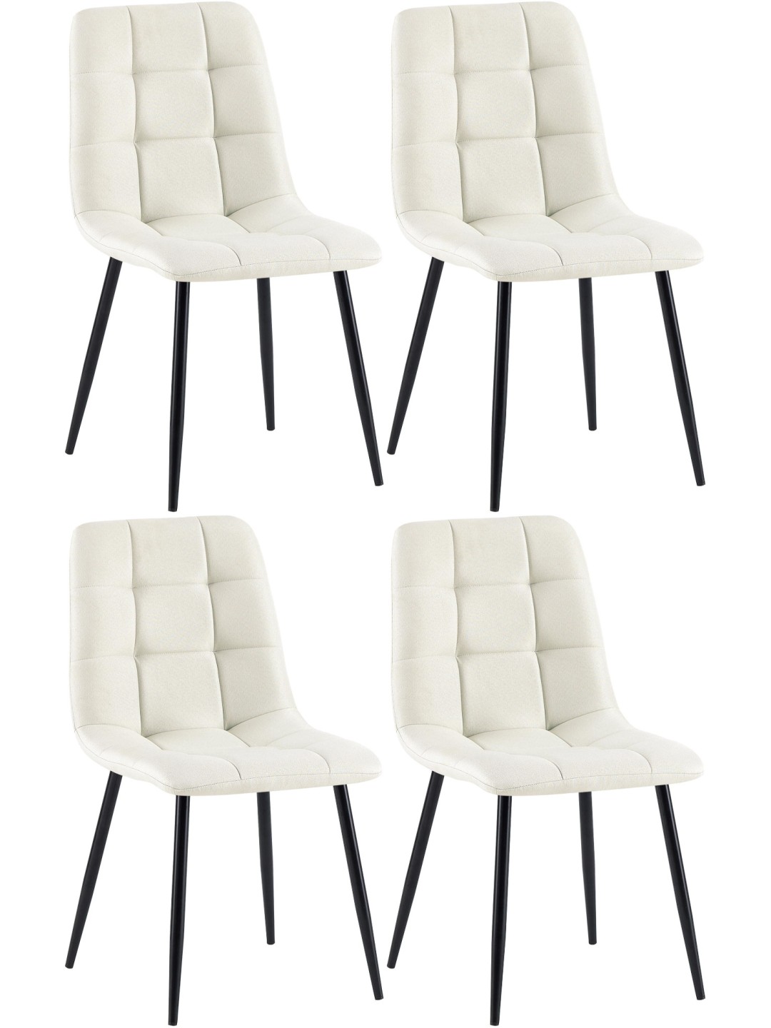 Set van 4 eetkamerstoelen Antibes stof, crème