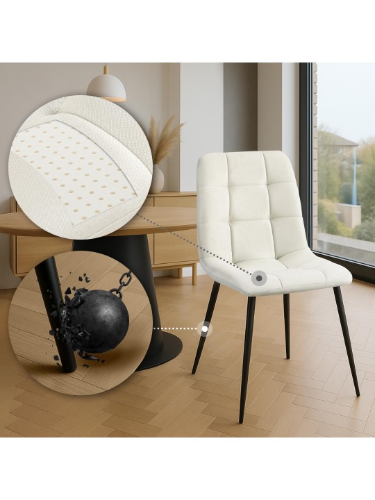 Set van 4 eetkamerstoelen Antibes stof, crème