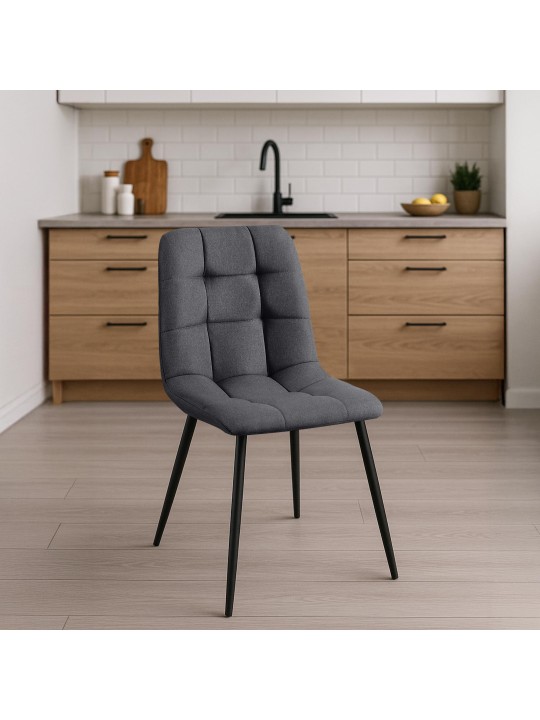 Set van 4 eetkamerstoelen Antibes stof, donkergrijs