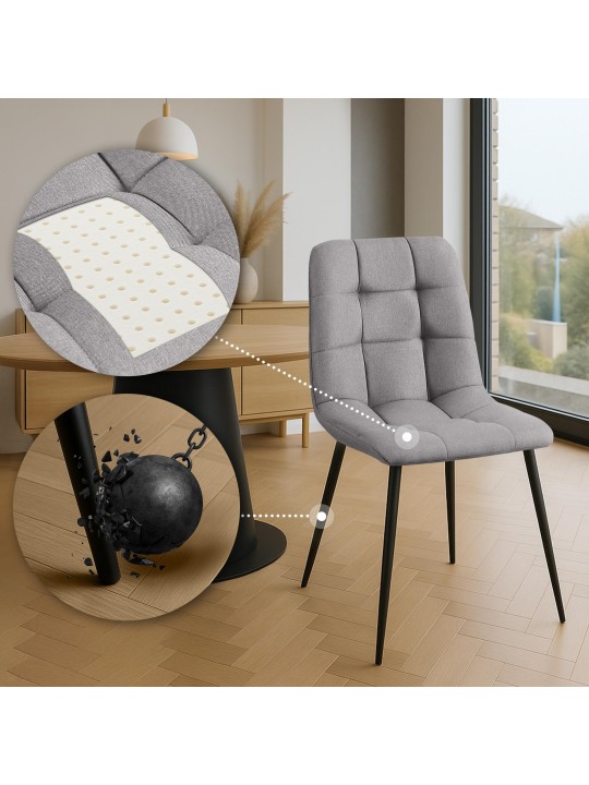 Set van 4 eetkamerstoelen Antibes stof, lichtgrijs