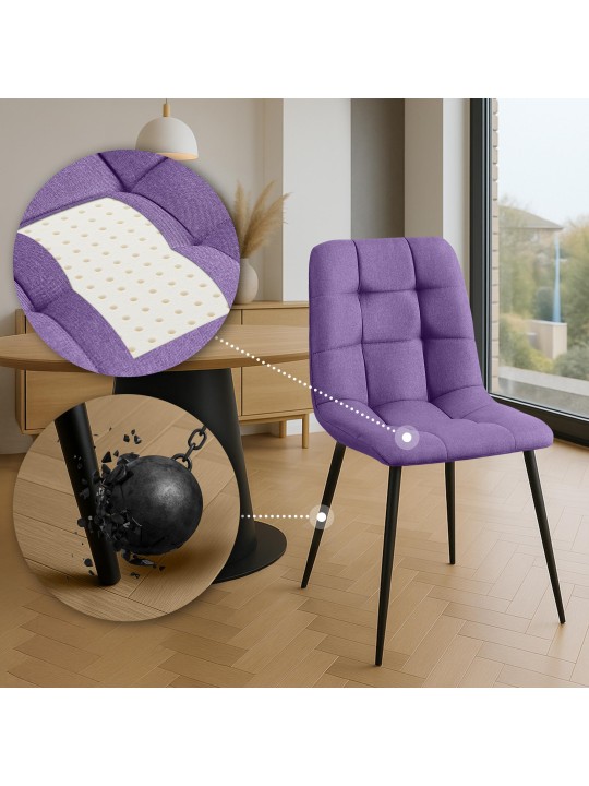 Set van 4 eetkamerstoelen Antibes stof, lila Set van 4 eetkamerstoelen Antibes stof, lila