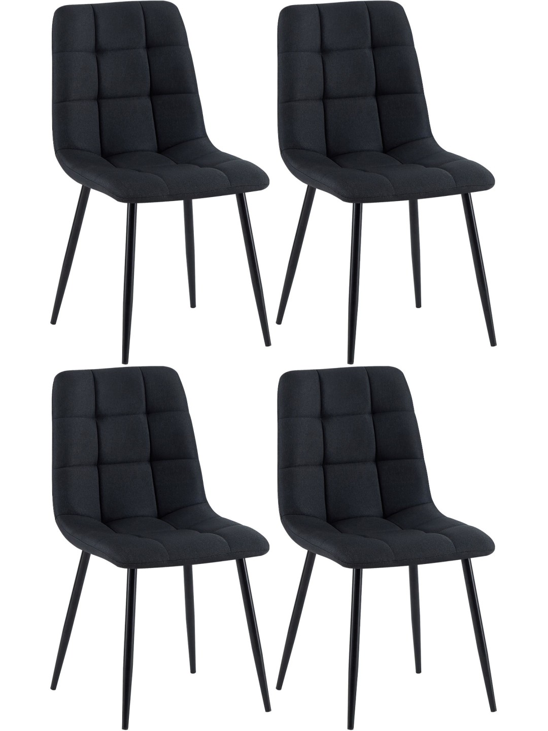 Set van 4 eetkamerstoelen Antibes stof, zwart