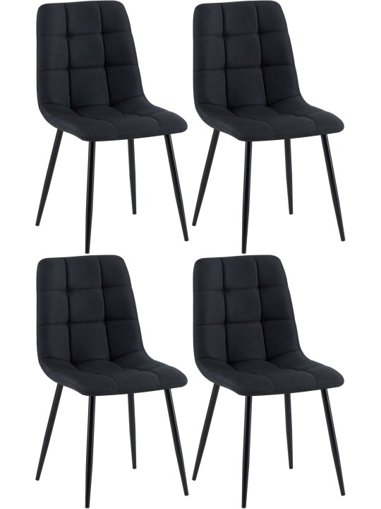 Set van 4 eetkamerstoelen Antibes stof, zwart