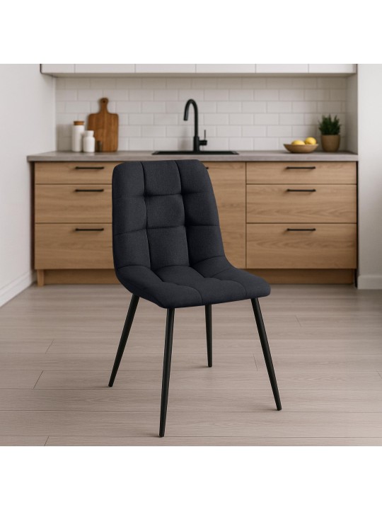 Set van 4 eetkamerstoelen Antibes stof, zwart