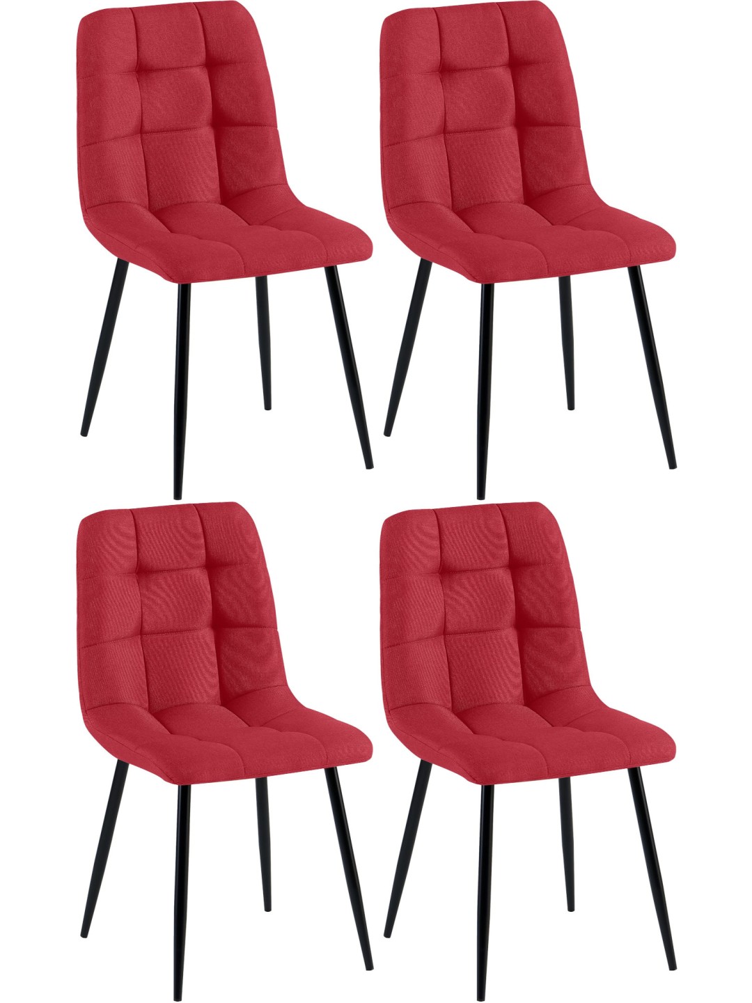 Set van 4 eetkamerstoelen Antibes stof, rood