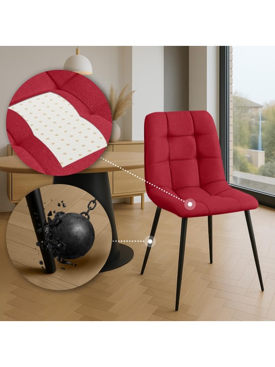 Set van 4 eetkamerstoelen Antibes stof, rood