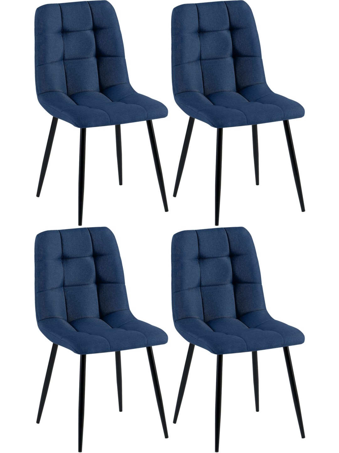 Set van 4 eetkamerstoelen Antibes stof, blauw