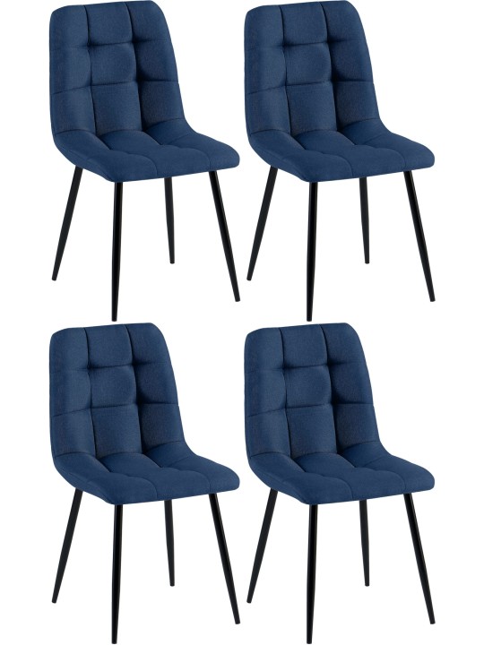 Set van 4 eetkamerstoelen Antibes stof, blauw