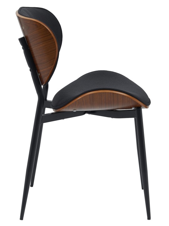 Set van 2 eetkamerstoelen Enid stof, walnoot/zwart