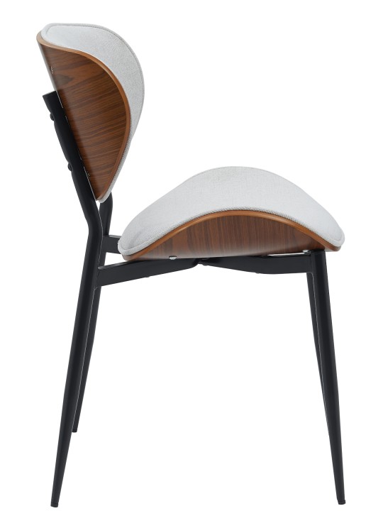 Set van 2 eetkamerstoelen Enid stof, walnoot/crème