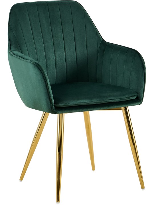 Eetkamerstoel Cheryl fluweel goud, groen