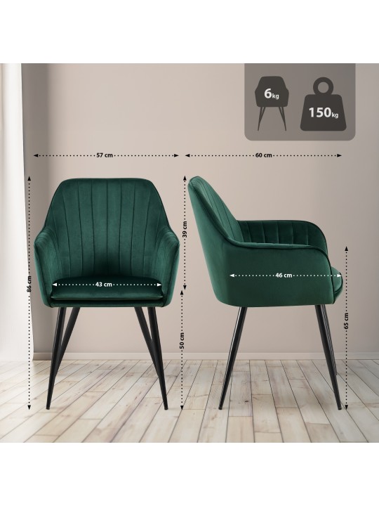 Eetkamerstoel Cheryl fluweel, groen