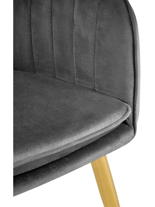 Eetkamerstoel Cheryl fluweel goud, donkergrijs