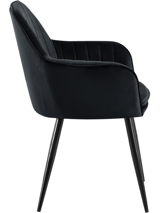 Eetkamerstoel Cheryl fluweel, zwart