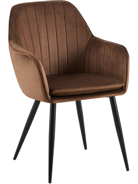 Eetkamerstoel Cheryl fluweel, bruin