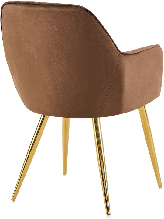 Eetkamerstoel Cheryl fluweel goud, bruin