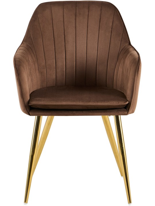 Eetkamerstoel Cheryl fluweel goud, bruin