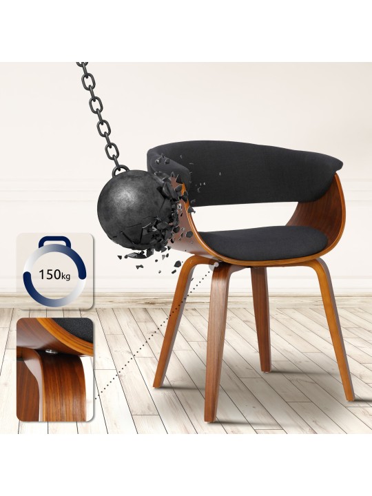 Stoel Bruce stof walnoot, zwart