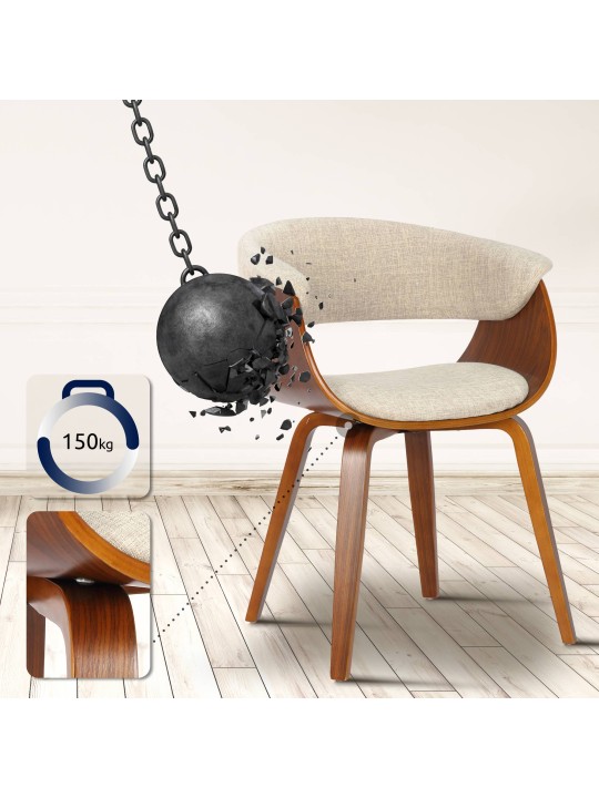 Stoel Bruce stof walnoot, crème