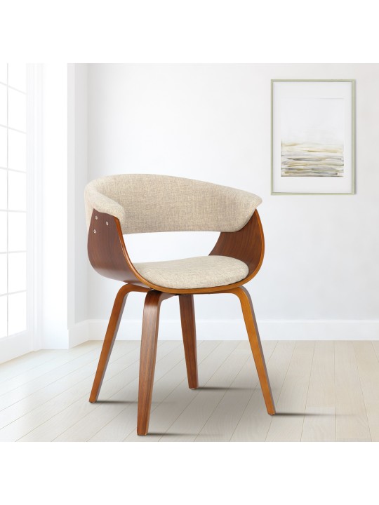 Stoel Bruce stof walnoot, crème