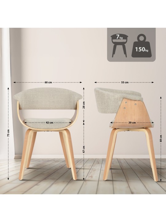 Stoel Bruce stof naturel, crème