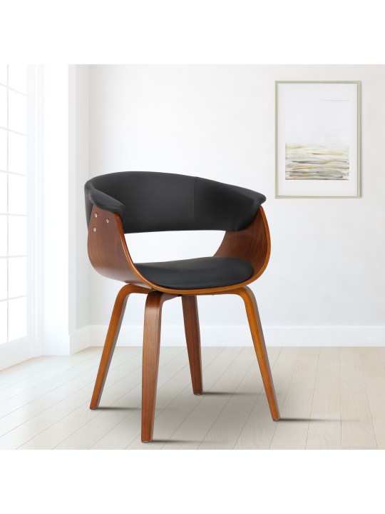 Stoel Bruce kunstleer walnoot, zwart