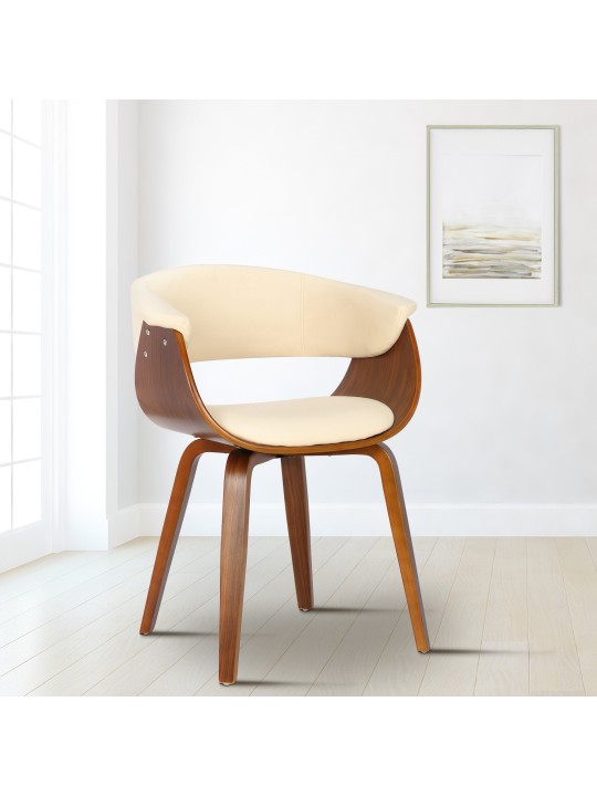 Stoel Bruce kunstleer walnoot, crème