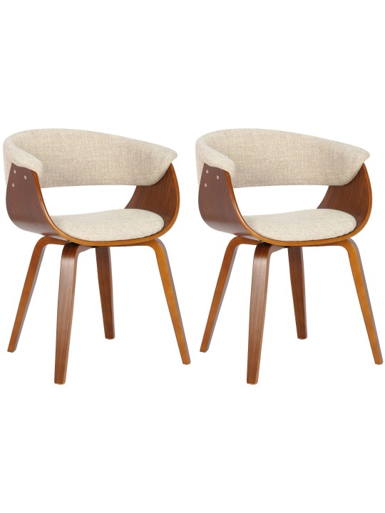 Set van 2 stoelen Bruce stof, walnoot/crème