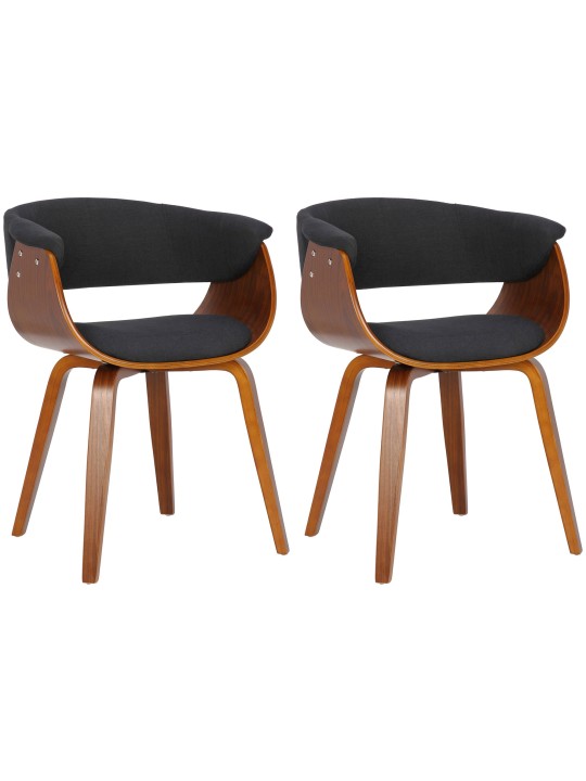 Set van 2 stoelen Bruce stof, walnoot/zwart