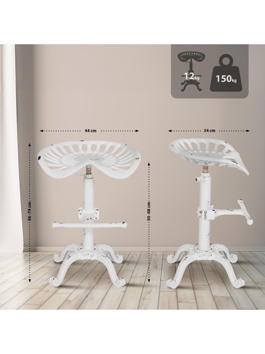 Set van 2 barkrukken Butch, antiek wit