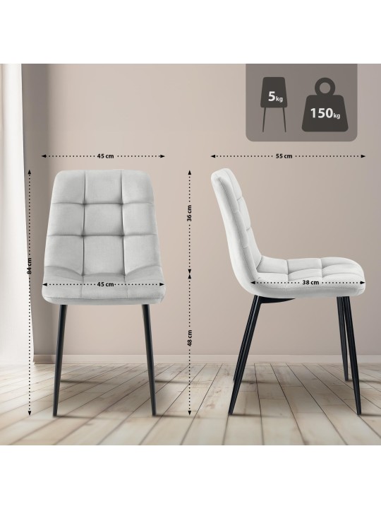 Set van 4 eetkamerstoelen Antibes, grijs