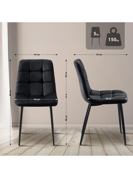 Set van 4 eetkamerstoelen Antibes, zwart