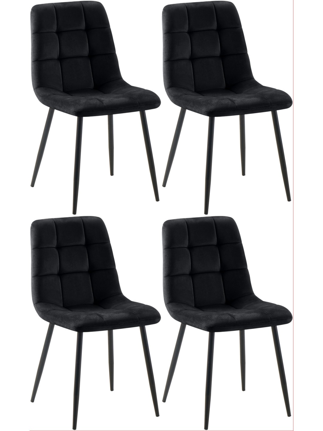Set van 4 eetkamerstoelen Antibes, zwart