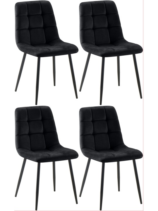 Set van 4 eetkamerstoelen Antibes, zwart