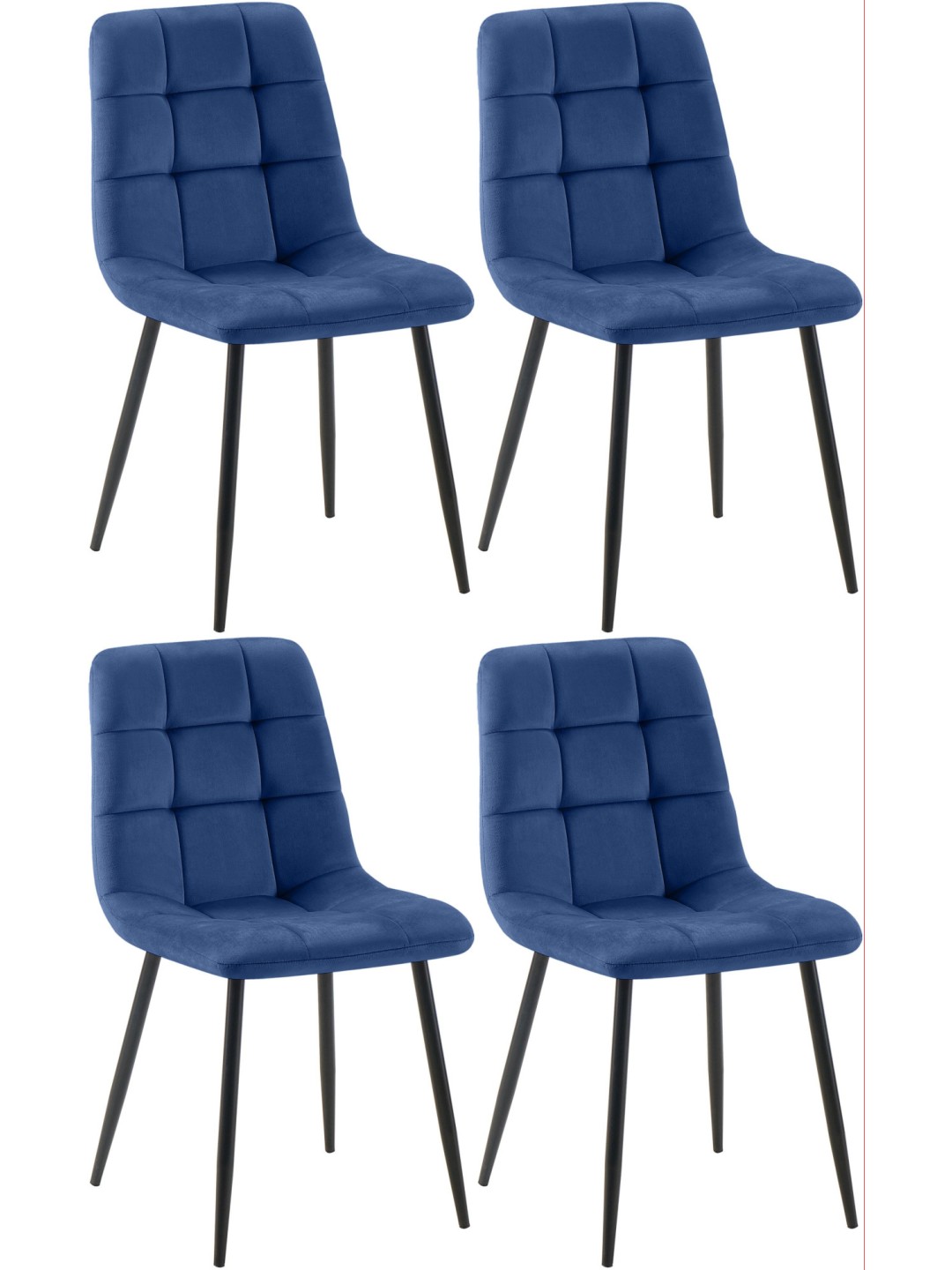Set van 4 eetkamerstoelen Antibes, blauw