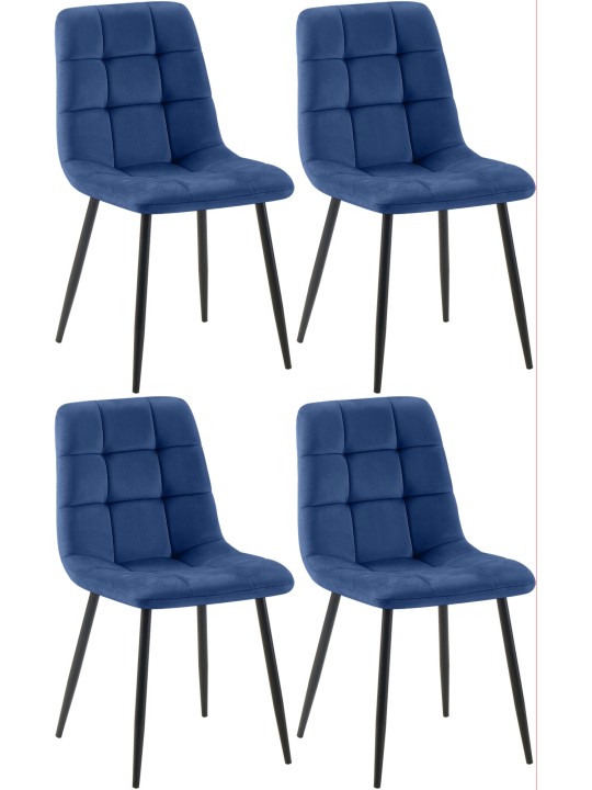Set van 4 eetkamerstoelen Antibes, blauw