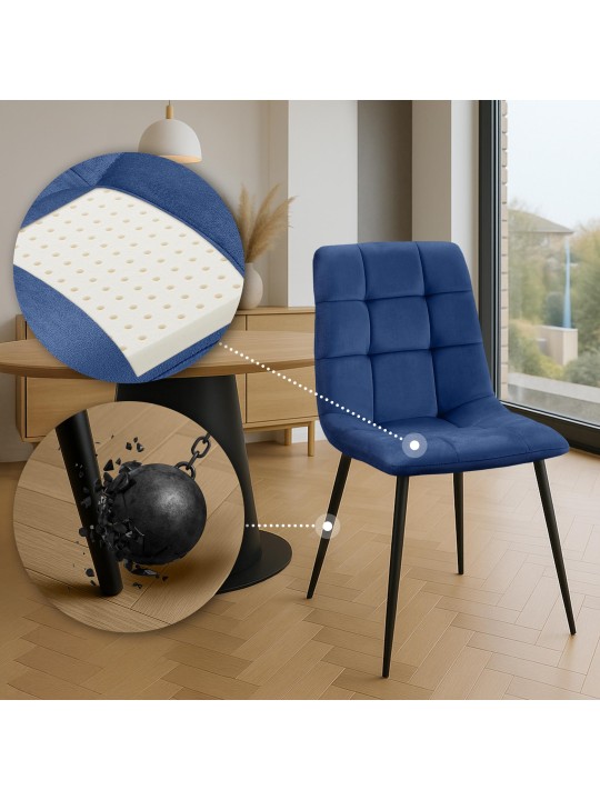 Set van 4 eetkamerstoelen Antibes, blauw