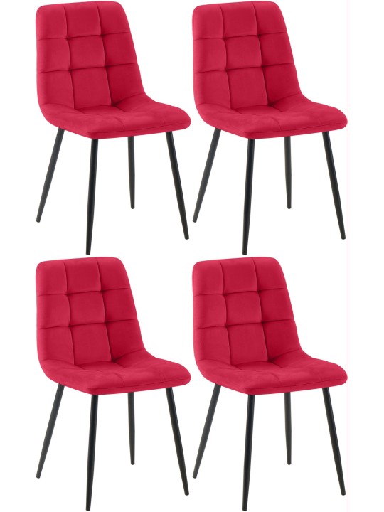 Set van 4 eetkamerstoelen Antibes, rood