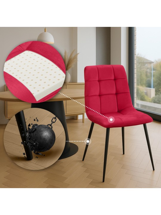 Set van 4 eetkamerstoelen Antibes, rood