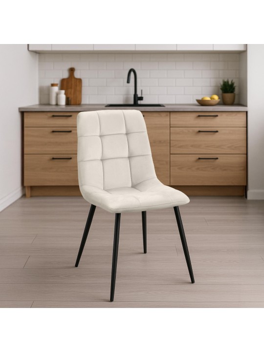 Set van 4 eetkamerstoelen Antibes, crèmewit