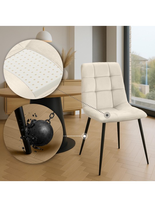 Set van 4 eetkamerstoelen Antibes, crème