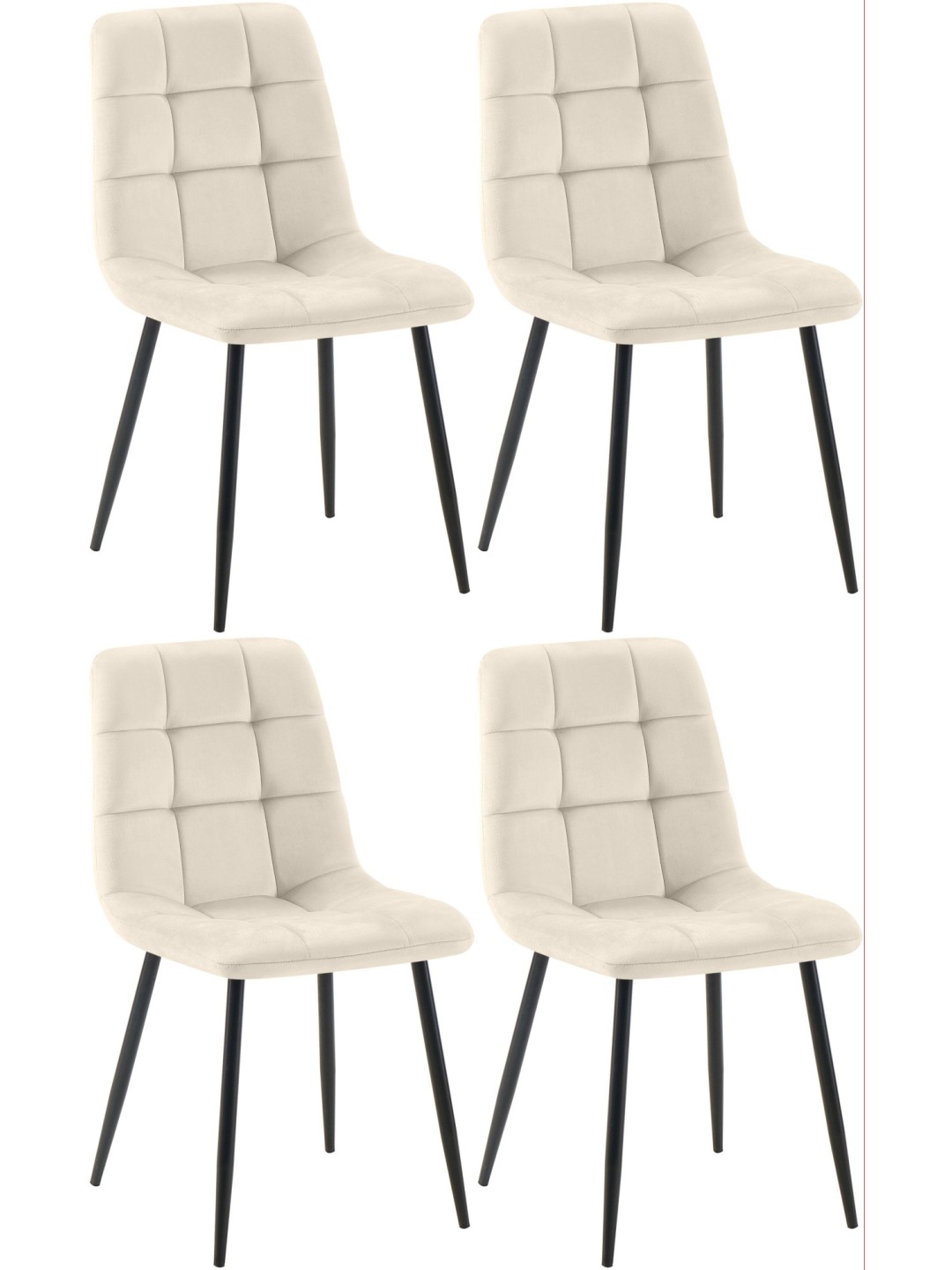 Set van 4 eetkamerstoelen Antibes, crème