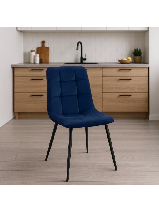Set van 4 eetkamerstoelen Antibes, donkerblauw