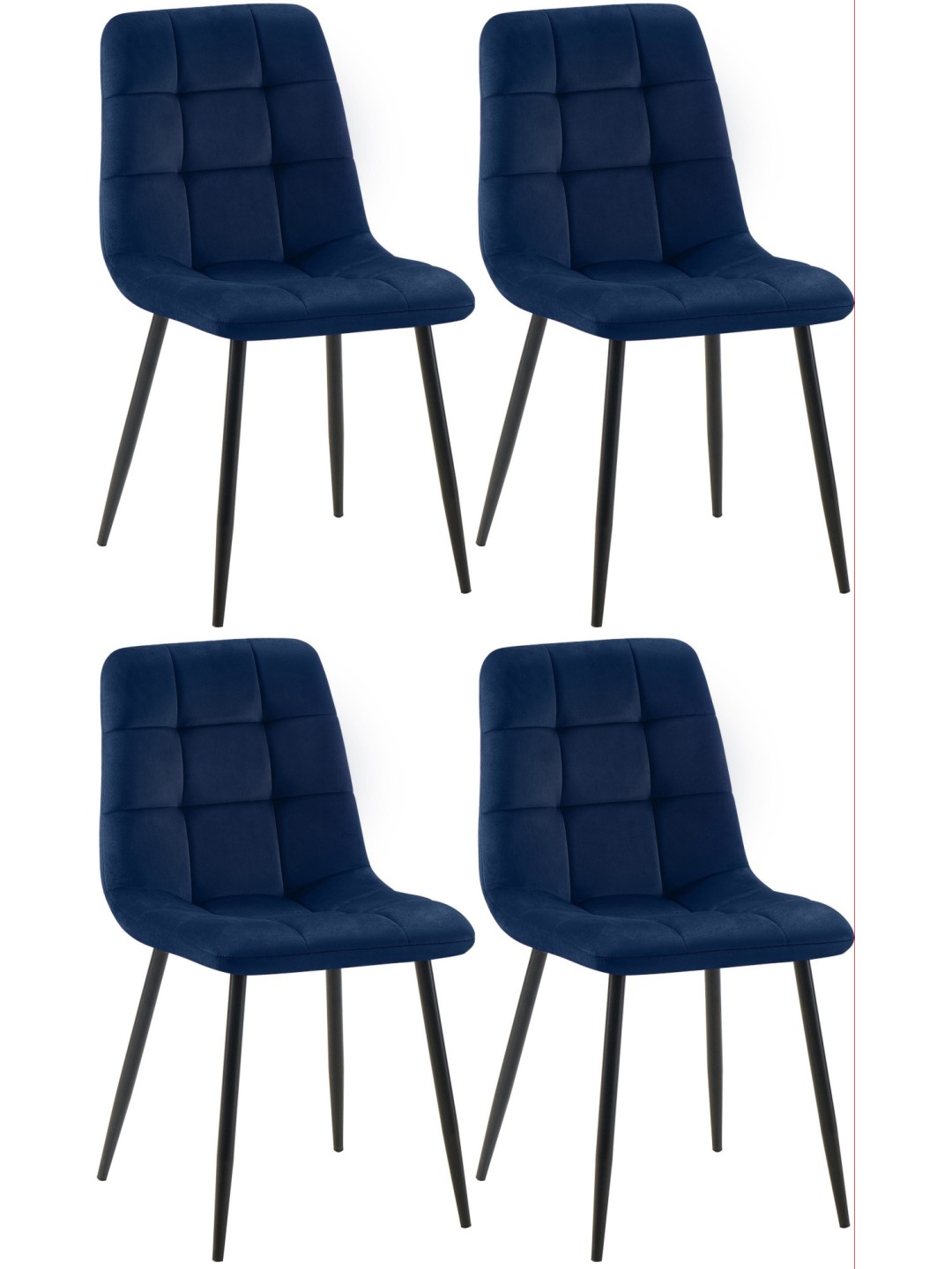 Set van 4 eetkamerstoelen Antibes, donkerblauw